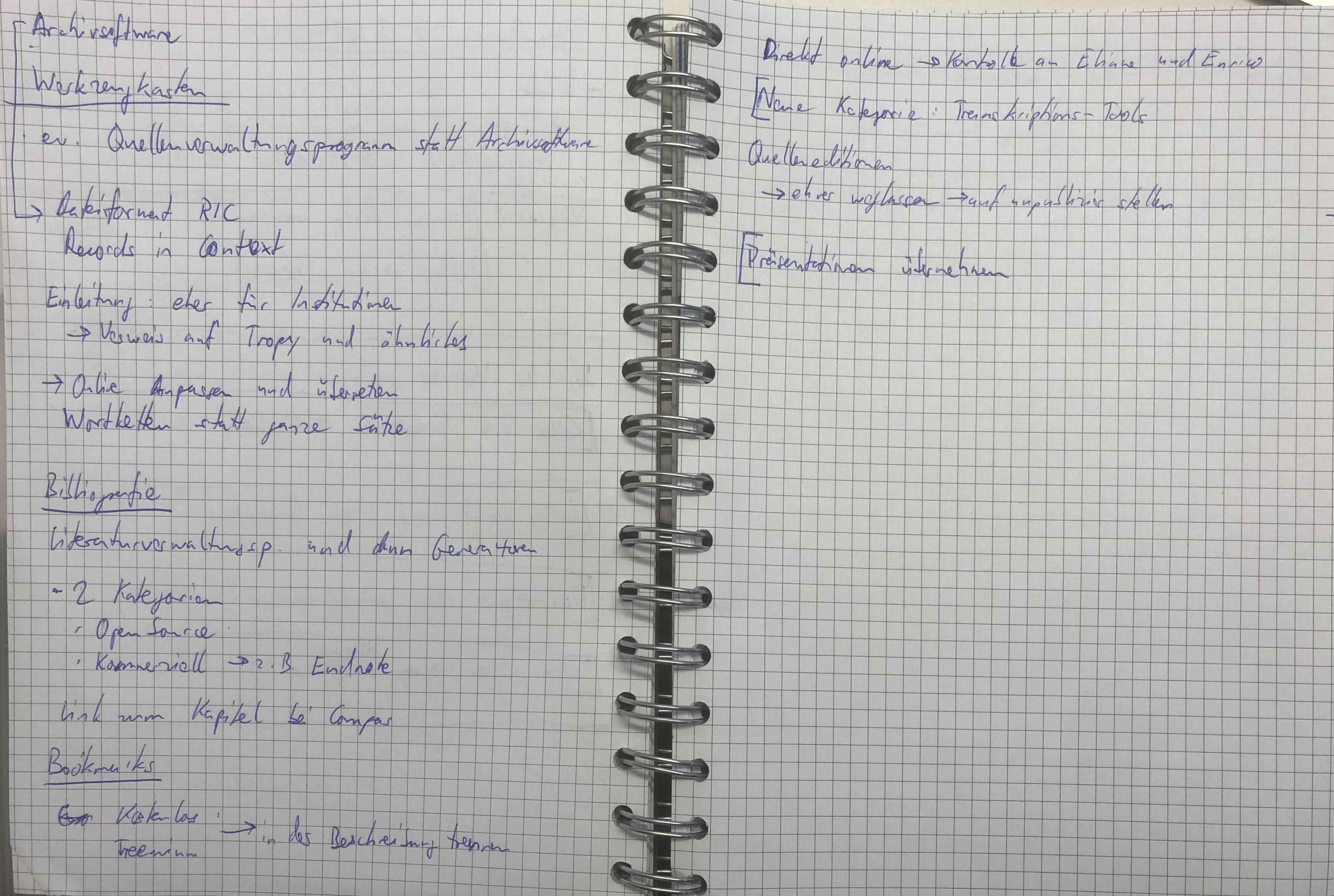 Notizen Revision Werkzeugkasten